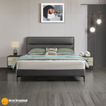 1022# Premium Bed Frame – Fabric Upholstery + Solid Wooden Structure + Foam Padding + Slat Support (180×200 cm)