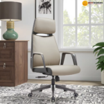 🪑 A-858 Office Chair | Grey PU Leather  Modern Elegance • Comfortable Seating • Strong Metal Legs