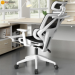 🪑 899 Ergonomic Office Chair | White Frame & Black Mesh  Headrest & Footrest • Advanced Ergonomics • Premium Comfort - Image 2