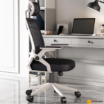 🪑 401 Ergonomic Office Chair | White Frame & Black Mesh  Clean Design • Eco-Friendly Comfort • Modern Office Seating