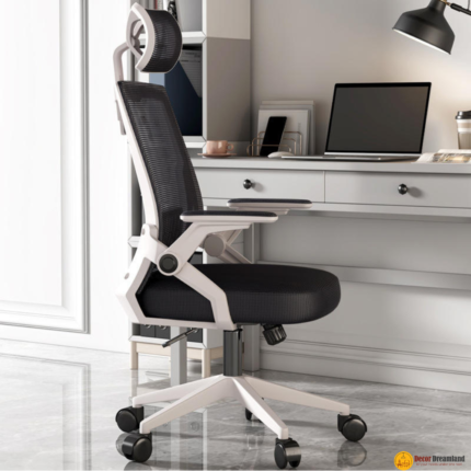 🪑 401 Ergonomic Office Chair | White Frame & Black Mesh  Clean Design • Eco-Friendly Comfort • Modern Office Seating