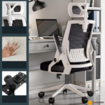 🪑 401 Ergonomic Office Chair | White Frame & Black Mesh  Clean Design • Eco-Friendly Comfort • Modern Office Seating - Image 2