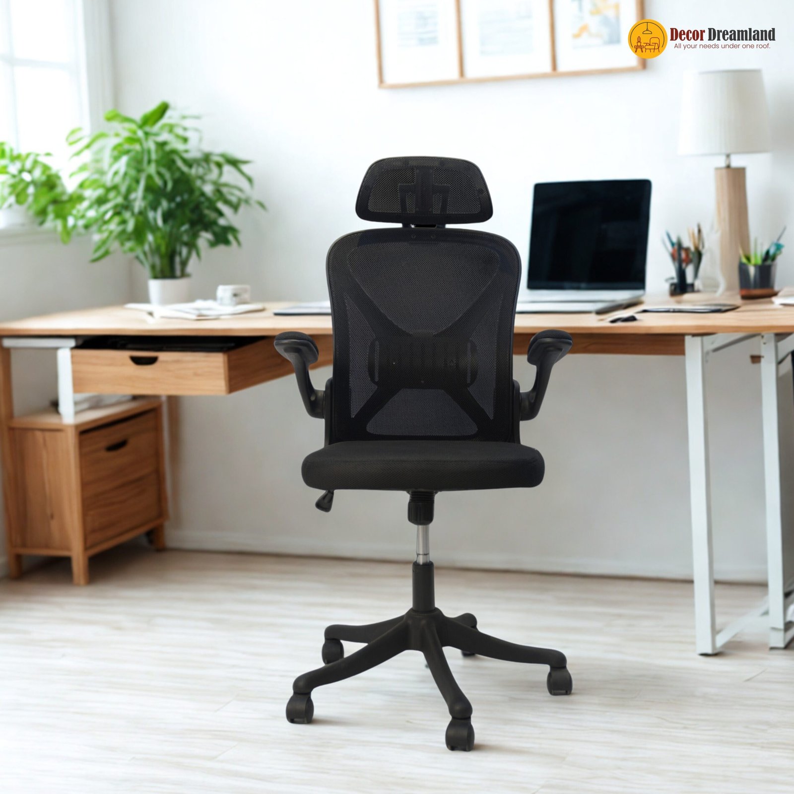 Untitled design - 4 🪑 Office Chair OC-B1003 – Ergonomic Mesh Office Chair with Flip-Up Arms & Adjustable Height - Image 1