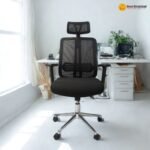 🪑 910H Ergonomic Mesh Office Chair – Black with Tilt Mechanism & Functional Armrests