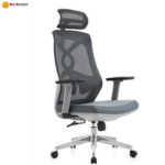🪑 818S Ergonomic Office Chair | Grey Mesh with Chrome Base  Modern Comfort • Strong Metal Build • Professional Office Seating - Image 2