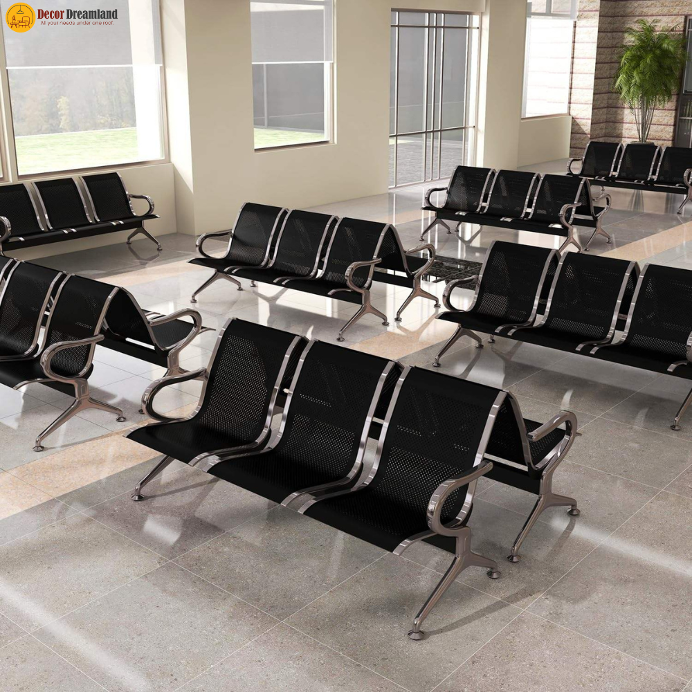 1 B02-A Black Heavy-Duty Steel Beam Seating Chair Heavy-Duty Steel • Solid PP Support • Commercial Grade Seating - Image 1