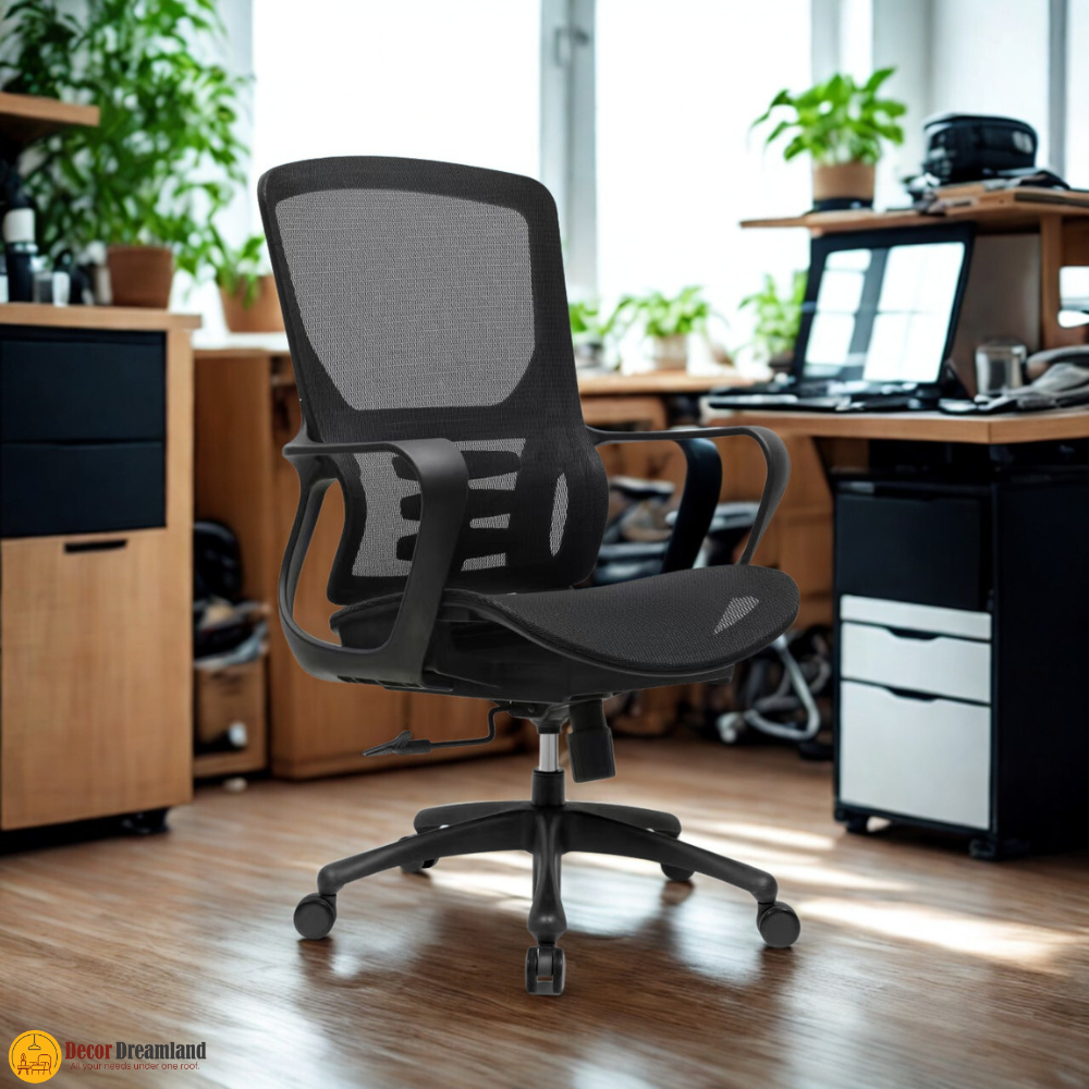 1 🪑 1944 B Ergonomic Office Chair with Breathable Black Mesh, Comfort Foam Seat & Heavy-Duty Iron Frame - Image 1