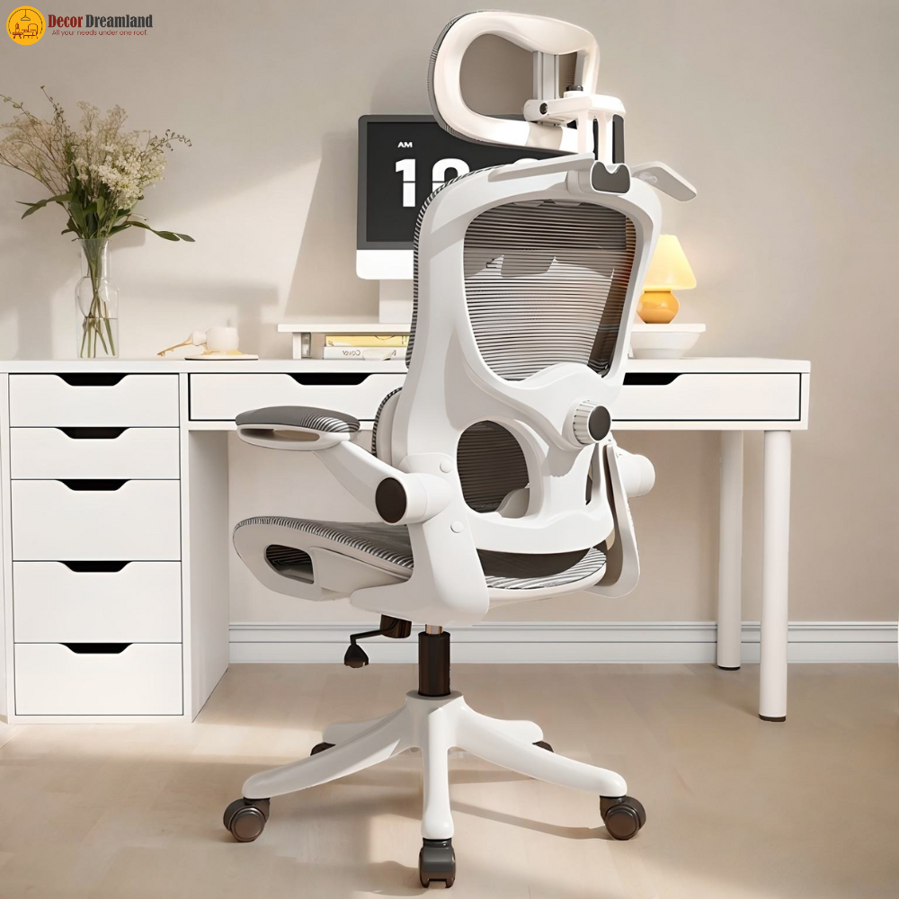 1 🪑 925 Ergonomic Office Chair | White Frame • Gray Mesh Modern Design • Smart Utility • Everyday Office Comfort - Image 1