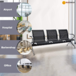B02-A Black Heavy-Duty Steel Beam Seating Chair  Heavy-Duty Steel • Solid PP Support • Commercial Grade Seating - Image 5