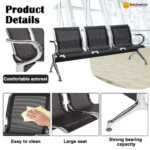 B02-A Black Heavy-Duty Steel Beam Seating Chair  Heavy-Duty Steel • Solid PP Support • Commercial Grade Seating - Image 4