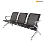 B02-A Black Heavy-Duty Steel Beam Seating Chair  Heavy-Duty Steel • Solid PP Support • Commercial Grade Seating - Image 3