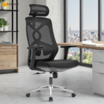 🪑 818A Ergonomic Office Chair | Black Mesh with Chrome Base  Professional Comfort • Strong Build • Modern Office Seating