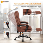 🪑 OC-B5032 Premium Ergonomic Office Chair | Brown PVC Leather Executive Seating - Image 2