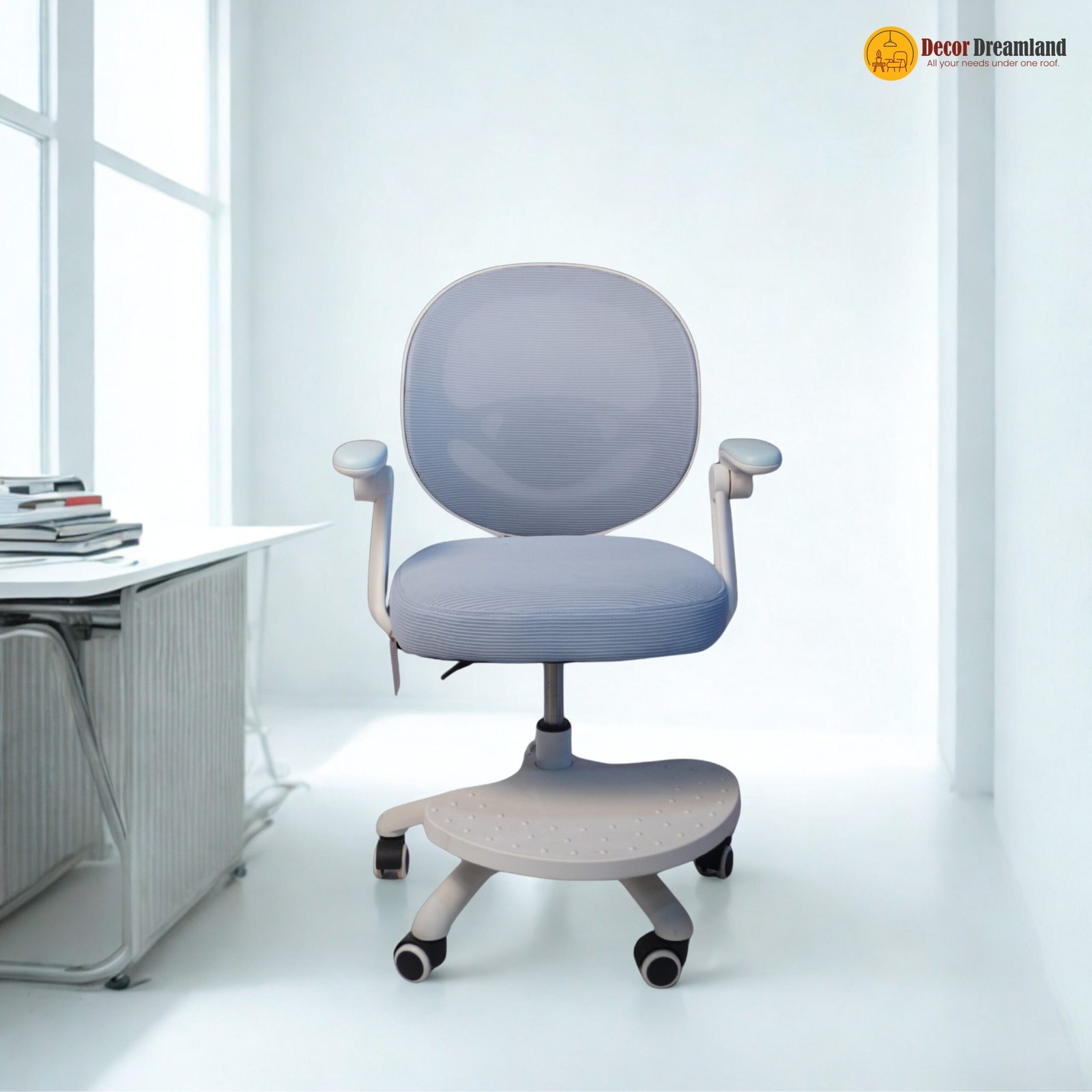 Untitled design - 4 🪑 923 Ergonomic Office Chair | White Frame & Blue Mesh Modern Design • Daily Comfort • Lightweight Office Seating - Image 1