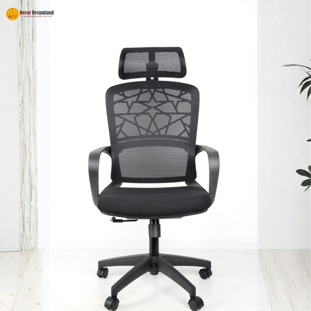 1 🪑 A140-3 HB Ergonomic High-Back Office Chair | Black Mesh with Foam Seat & Nylon Base High-Back Support • Breathable Comfort • Durable Office Seating - Image 1