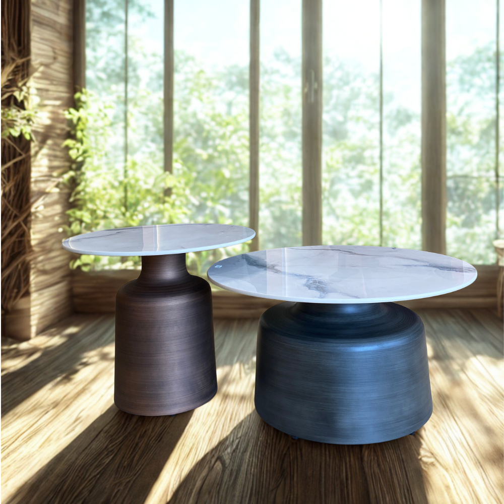 1 Model M117 Modern Slate Center Table | Natural Slate Top with Iron Base Elegant Design • Durable Construction • Modern Living Room Table - Image 1