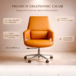 Model AD-039LB Low-Back Executive Task Chair | Beige & Orange Edition Vibrant Modern Aesthetic • Superior Task Comfort • Mirror-Finish Chrome - Image 3