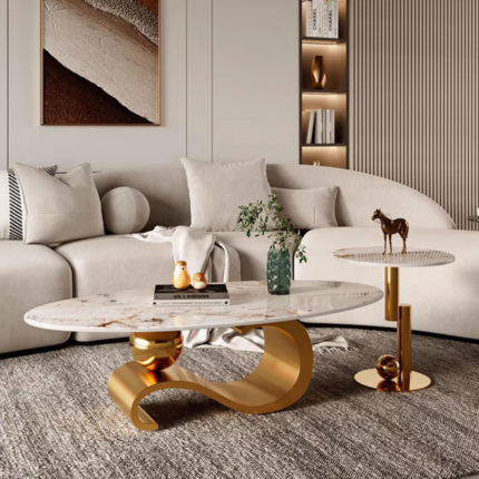 🛋️ CT-A4 Modern Center Table | Premium Stone Slab Edition Architectural Precision • Sintered Stone Finish • Mirror-Polished Frame