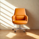 Model AD-039LB Low-Back Executive Task Chair | Beige & Orange Edition Vibrant Modern Aesthetic • Superior Task Comfort • Mirror-Finish Chrome