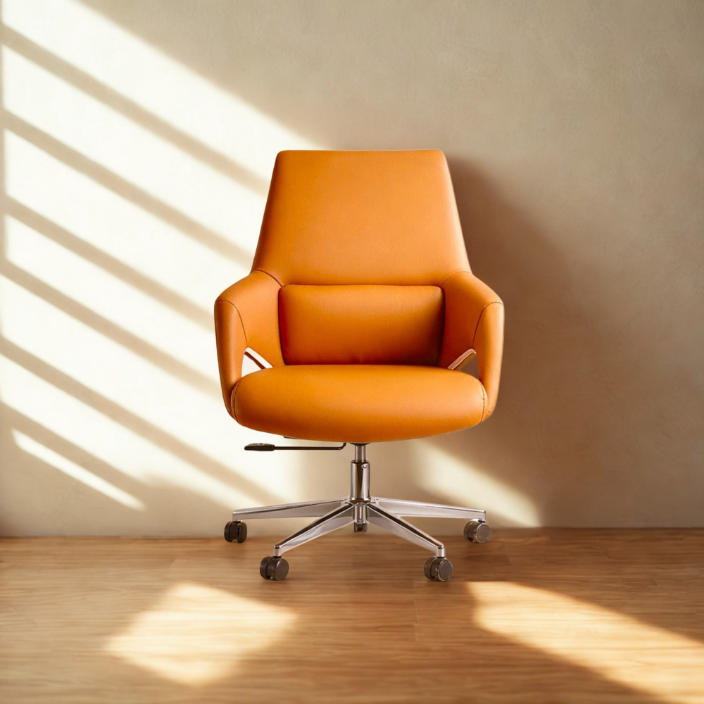 2 Model AD-039LB Low-Back Executive Task Chair | Beige & Orange Edition Vibrant Modern Aesthetic • Superior Task Comfort • Mirror-Finish Chrome - Image 1