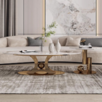 🛋️ 14# Designer Coffee Table Set | Slab & Circle Duo Architectural Geometry • Premium Stone Slab • Polished Stainless Steel - Image 4