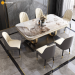 Dining Table Model 626# | Premium Marble Top 6-Seater (150 × 90 cm) Luxurious Italian Style • High-Strength Marble • Polished Chrome Base - Image 7