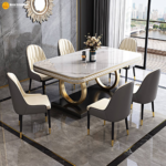 Dining Table Model 626# | Premium Marble Top 6-Seater (150 × 90 cm) Luxurious Italian Style • High-Strength Marble • Polished Chrome Base - Image 9