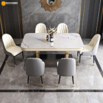 Dining Table Model 626# | Premium Marble Top 6-Seater (150 × 90 cm) Luxurious Italian Style • High-Strength Marble • Polished Chrome Base - Image 5