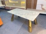 DT-32 Luxury Dining Table | Onyx Gold Finish | 6-Seater  Premium Design • Elegant Finish • Perfect for Modern Dining Spaces - Image 6