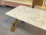 DT-32 Luxury Dining Table | Onyx Gold Finish | 6-Seater  Premium Design • Elegant Finish • Perfect for Modern Dining Spaces - Image 5