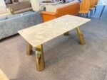 DT-32 Luxury Dining Table | Onyx Gold Finish | 6-Seater  Premium Design • Elegant Finish • Perfect for Modern Dining Spaces