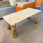 DT-32 Luxury Dining Table | Onyx Gold Finish | 6-Seater  Premium Design • Elegant Finish • Perfect for Modern Dining Spaces