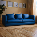 DD/3007 – Cozy Comfort 3-Seater Sofa – Deep Blue Leatherette Contemporary Lounge Seating