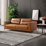 DD/2002 Modern 2-Seater Sofa – Vibrant Orange PU Leather with Chrome Accents - Image 7