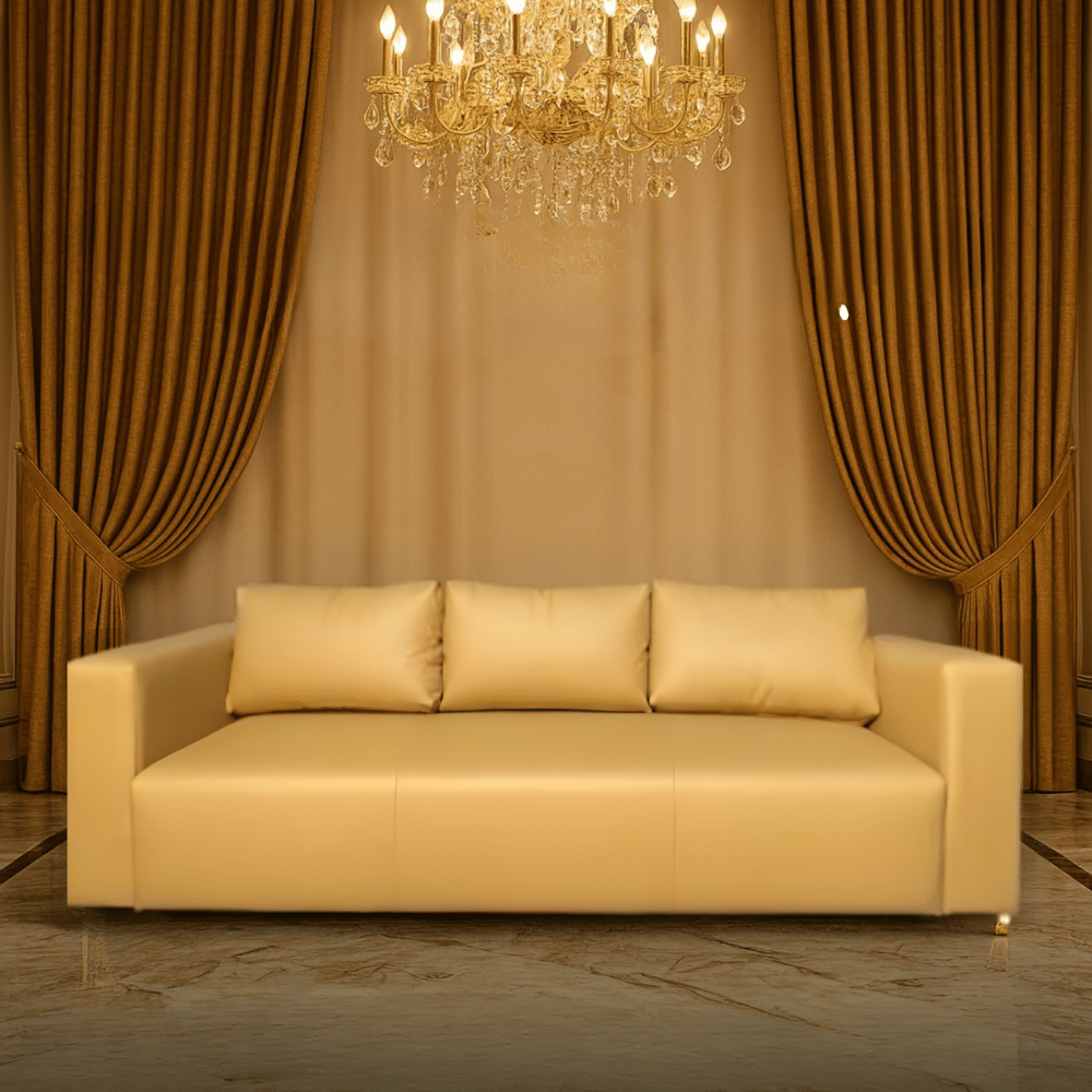 2 DD/3010 – Cream Comfort 3-Seater Leatherette Sofa – Elegant Contemporary Lounge Seating - Image 1
