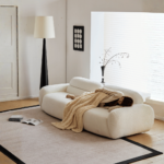 DD/2003 – Ivory White Two-Seater Modular Sofa – Contemporary Fabric Lounge Seating - Image 2