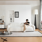 DD/2003 – Ivory White Two-Seater Modular Sofa – Contemporary Fabric Lounge Seating