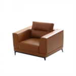 DD/2002 Modern 2-Seater Sofa – Vibrant Orange PU Leather with Chrome Accents - Image 4