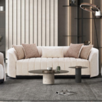 DD/3003 – Luxury Fabric Tufted Sofa 3-Seater – Elegant Cream Contemporary Lounge Seating