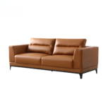 DD/2002 Modern 2-Seater Sofa – Vibrant Orange PU Leather with Chrome Accents - Image 3