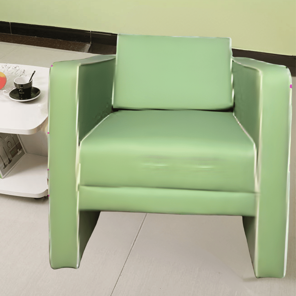 6 DD/103 – Single Seater Sofa – Beige Premium Leatherette Contemporary Accent Chair - Image 1