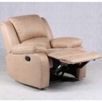 DD/102 – Single Manual Recliner Sofa – Beige Soft PU Leather Ergonomic Lounge Seating - Image 4