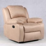 DD/102 – Single Manual Recliner Sofa – Beige Soft PU Leather Ergonomic Lounge Seating - Image 3