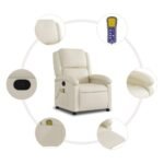 DD/101 – Single Recliner USB Charging Aaram Sofa – Beige Soft Suede Fabric Manual Recliner - Image 5