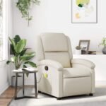 DD/101 – Single Recliner USB Charging Aaram Sofa – Beige Soft Suede Fabric Manual Recliner