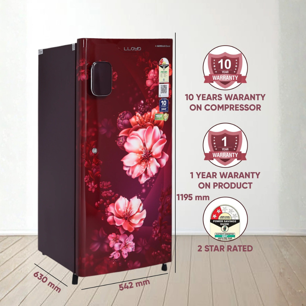 6 GLDC192ST4LC | LLOYD 178L Single Door Refrigerator Fast Ice Making • 2-Star Power Optimization • 10-Year Compressor Warranty - Image 1